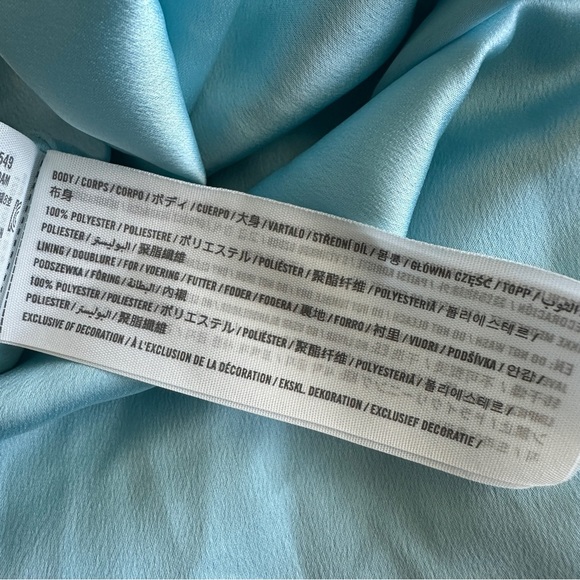 ABERCROMBIE AND FITCH Plunge Pleated Mini Dress NWT in Aqua Blue Sz. Medium Tall - Picture 4 of 16